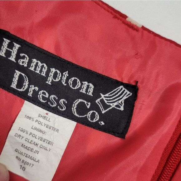 VINTAGE 90s dress red polka dot short sleeve sheath M - Picture 5 of 10